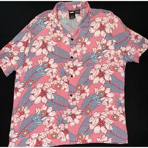 Marvel DC Comics Pink Floral Hawaiian Captain Marvel Button Down Mens XXL